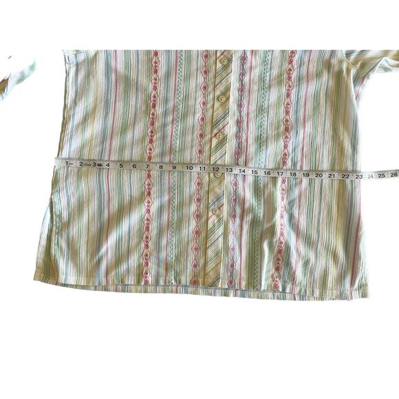 Koret 3/4 Sleeve Embroidered Button Up Cotton Blend Blouse SzL - Picture 10 of 11